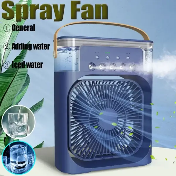 Electric Fan,portable Usb Mini Air Conditioner Timing 3 Speeds Setting,cooler Wind Spray Wide Angled Adjust With 600ml Capacity(random Color )