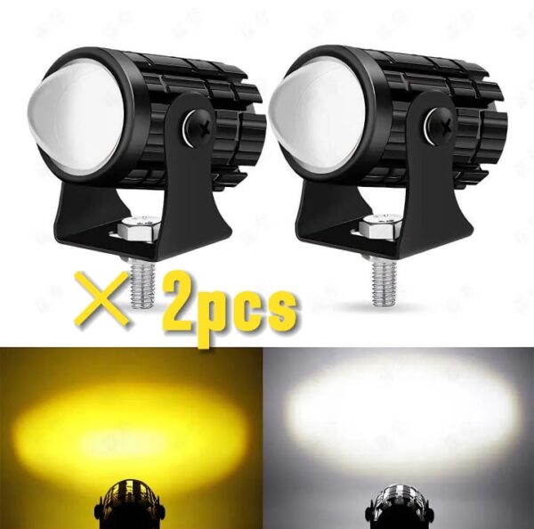 2 Pcs Mini Drive Fog Light With ( 3 Point )Hight Quality Fog Light For All Bikes&Cars With Yellow & White Colour . For Bike ,car , Jeep